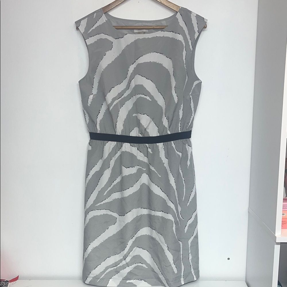 Ann Taylor LOFT Sz MED Zebra-Print Midi Dress, Stretch Waist #office #business